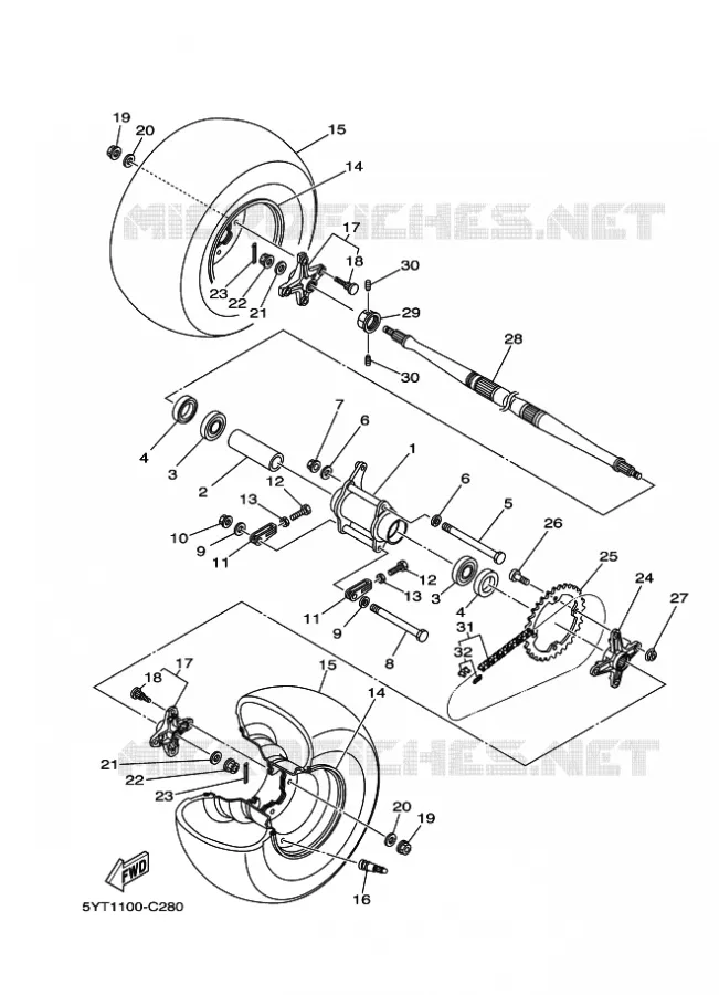 REAR WHEEL Yamaha QUAD 350 2011 RAPTOR  YFM350R