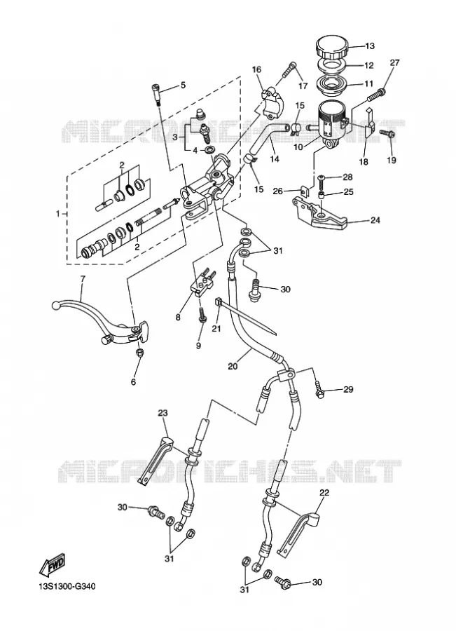 FRONT BRAKE MASTER CYLINDER Yamaha MOTO 600 2009 R6  YZF-R6