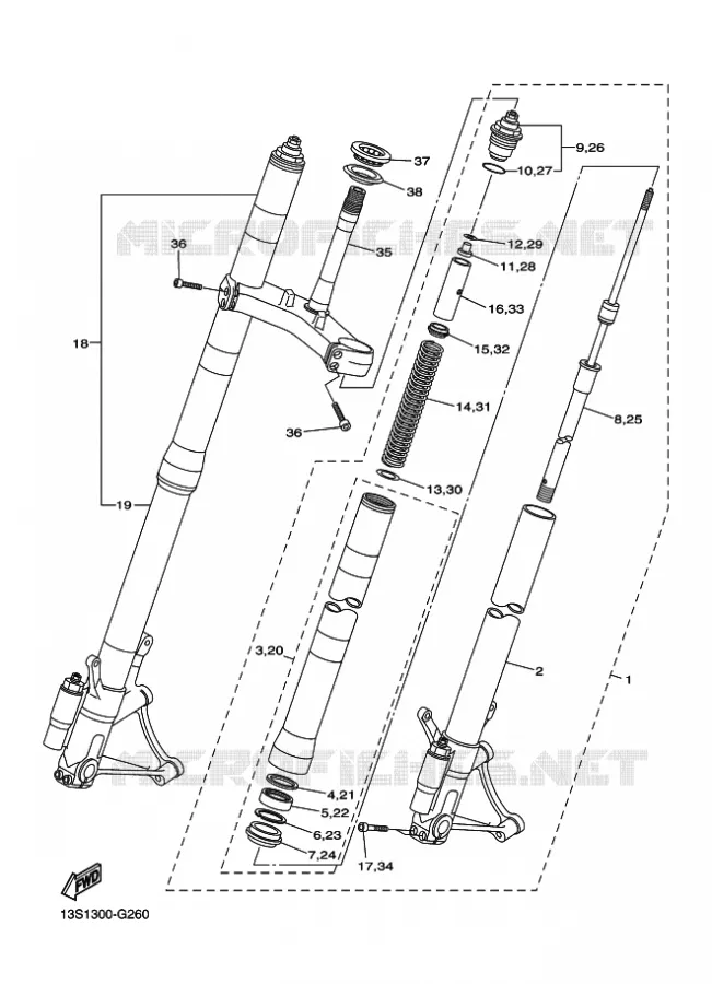 FRONT FORK Yamaha MOTO 600 2011 R6  YZF-R6