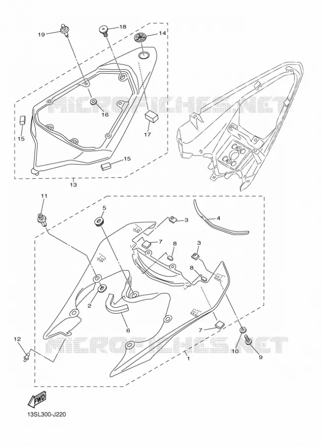 SIDE COVER Yamaha MOTO 600 2011 R6  YZF-R6
