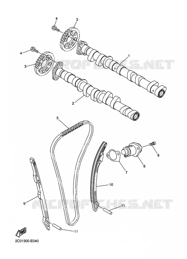 CAMSHAFT / TIMING CHAIN Yamaha MOTO 600 2011 R6  YZF-R6