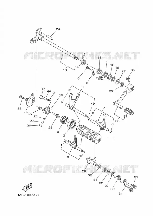 GEAR SHIFT SELECTOR DRUM / FORKS Yamaha QUAD 700 2011 RAPTOR  YFM700R