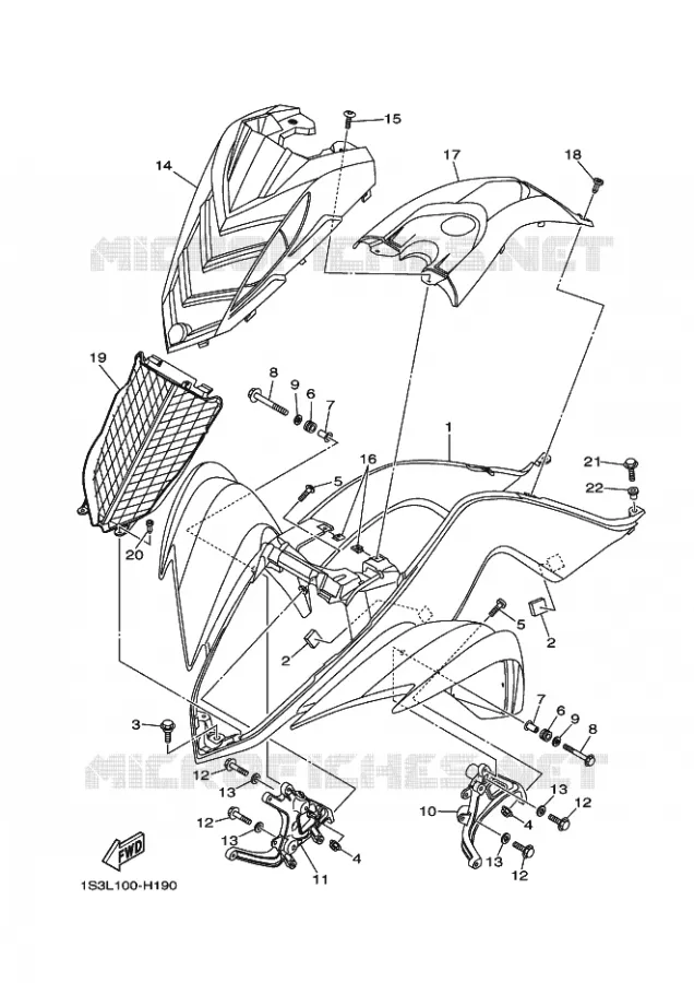 FRONT FENDER Yamaha QUAD 700 2012 RAPTOR  YFM700R