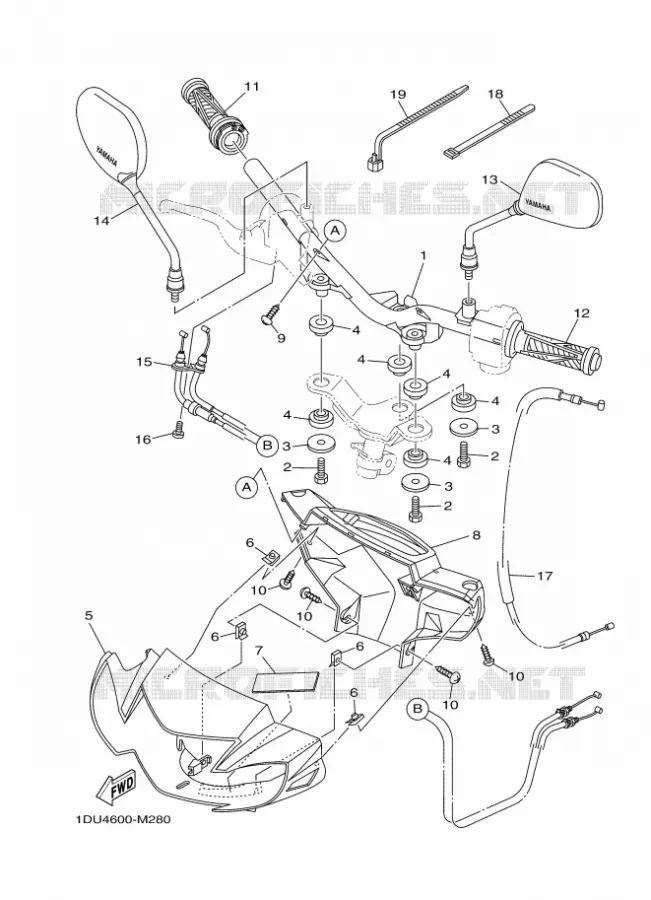 HANDLEBAR & CABLES Yamaha SCOOTER 110 2014 CRYPTON  T110C