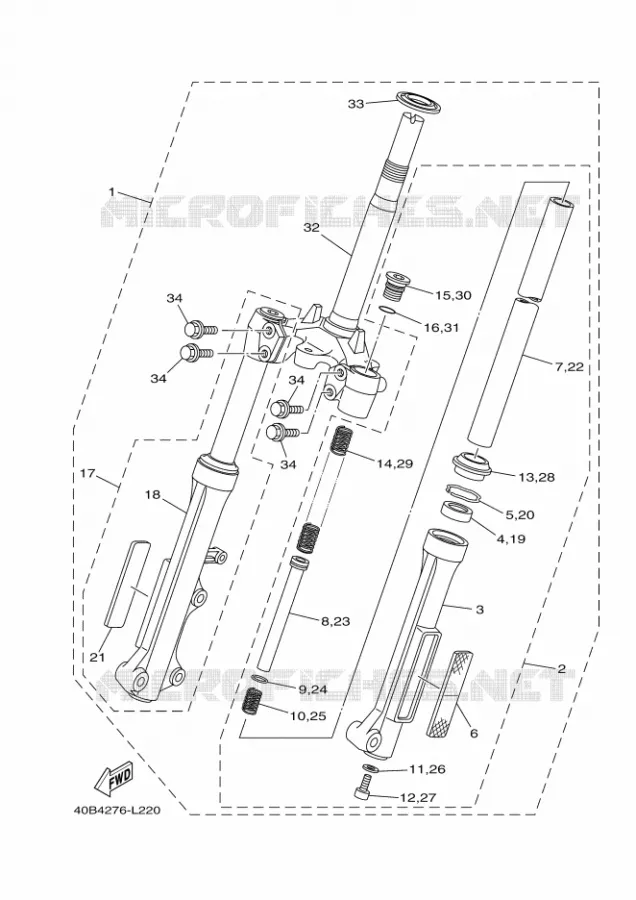 FRONT FORK Yamaha SCOOTER 110 2014 CRYPTON  T110C