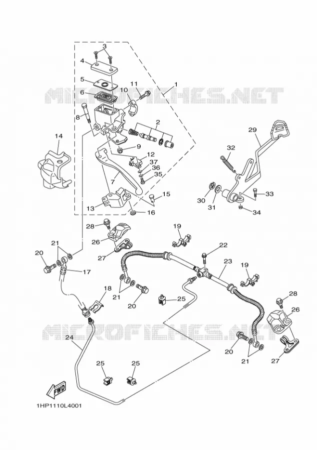 REAR BRAKE MASTER CYLINDER Yamaha QUAD 700 2012 GRIZZLY  YFM700FWADYFM7FGPB