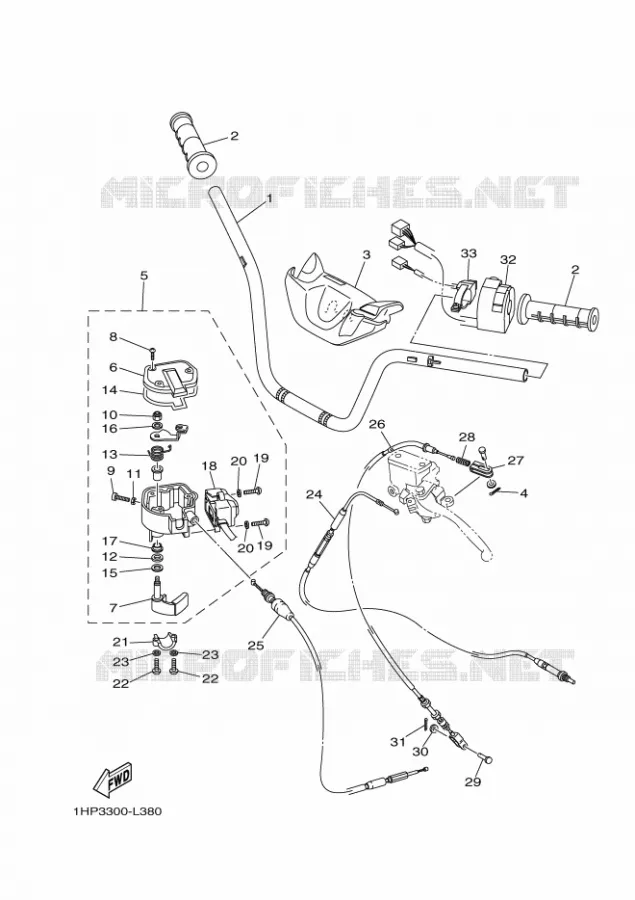 HANDLEBAR & CABLES Yamaha QUAD 700 2012 GRIZZLY  YFM700FWADYFM7FGPHB