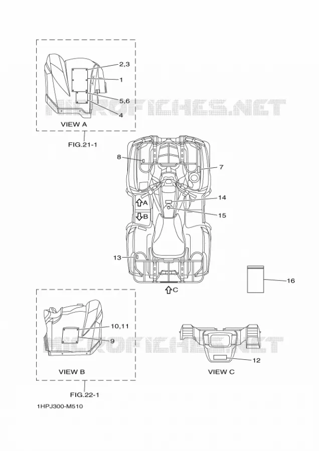 STICKER / LABEL 1 Yamaha QUAD 700 2013 GRIZZLY  YFM700FWADYFM7FGPD
