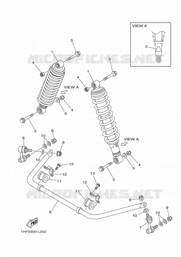 REAR SHOCK ABSORBER Yamaha QUAD 700 2013 GRIZZLY  YFM700FWADYFM7FGPSED