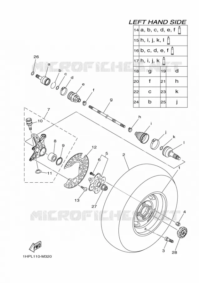 FRONT WHEEL Yamaha QUAD 700 2013 GRIZZLY  YFM700FWADYFM7FGPLED