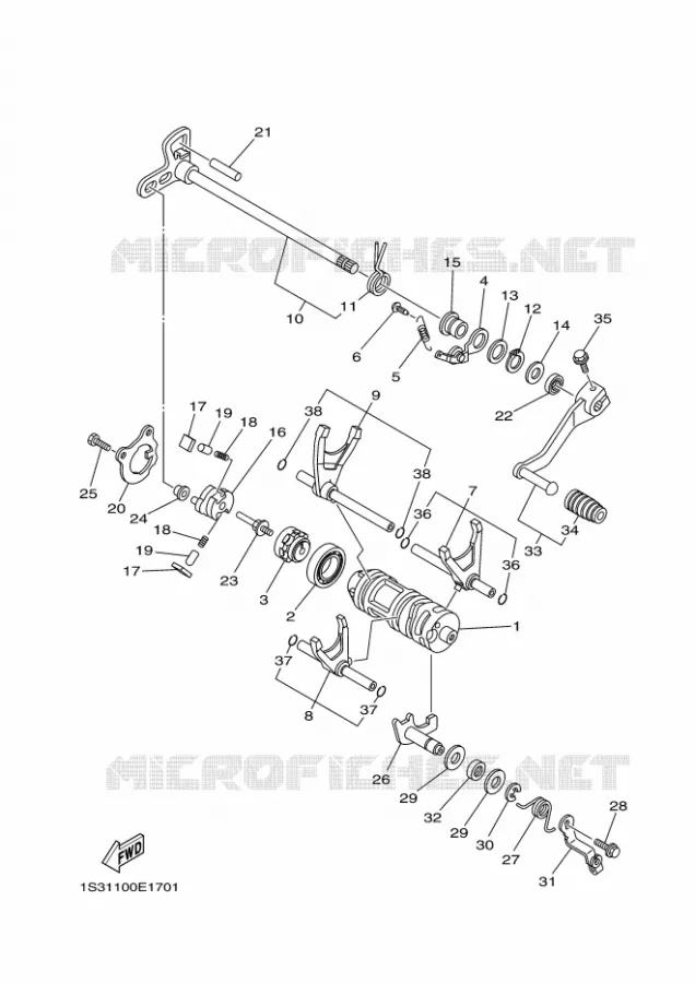 GEAR SHIFT SELECTOR DRUM / FORKS Yamaha QUAD 700 2008 RAPTOR  YFM700R