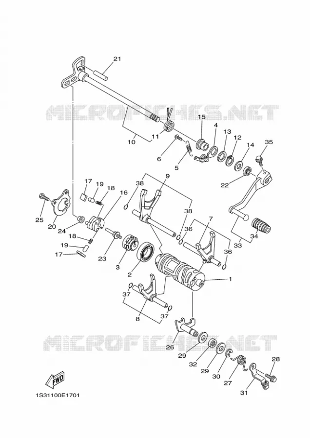 GEAR SHIFT SELECTOR DRUM / FORKS Yamaha QUAD 700 2009 RAPTOR  YFM700RYFM70RY