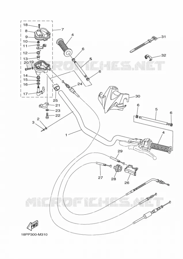 HANDLEBAR & CABLES Yamaha QUAD 450 2014 YFZ R  YFZ450RYFZ450RE
