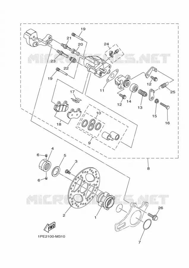 REAR BRAKE CALIPER Yamaha QUAD 700 2013 RAPTOR  YFM700RYFM7RSED