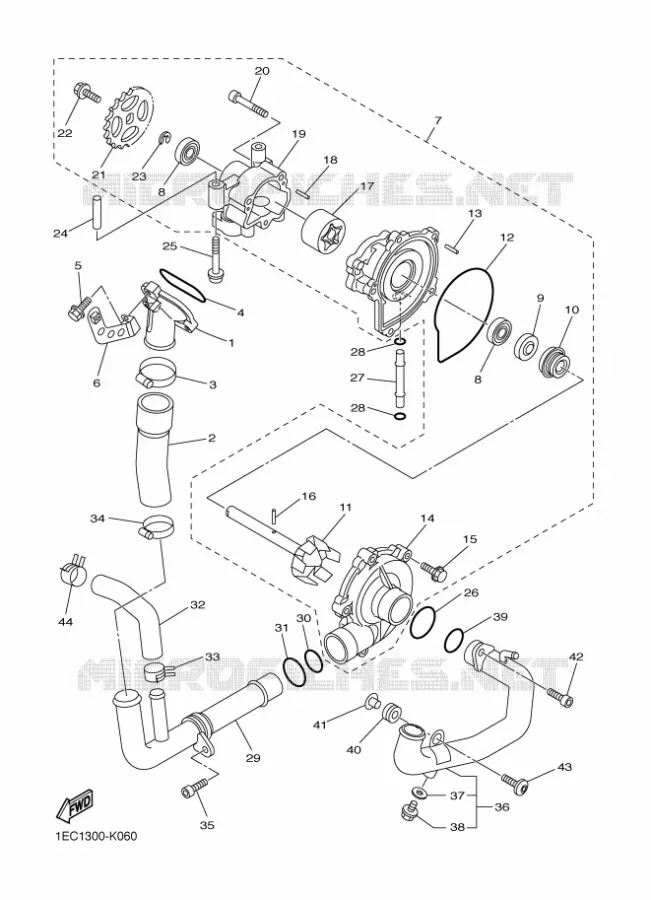 WATERPUMP / HOSES Yamaha MOTO 1000 2012 FZ1 ABS  FZ1-NA