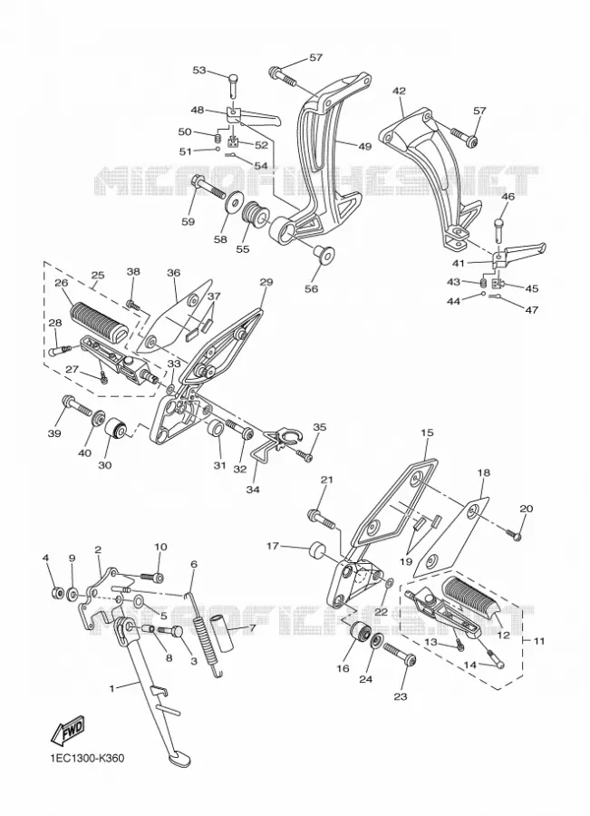 STAND / FOOTREST Yamaha MOTO 1000 2012 FZ1 ABS  FZ1-NA