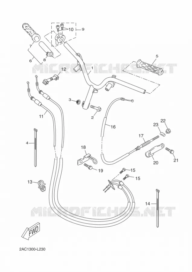 HANDLEBAR & CABLES Yamaha SCOOTER 50 2012 MBK OVETTO 4T  YN50F