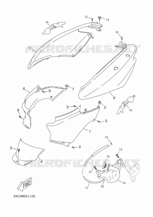 SIDE COVER Yamaha SCOOTER 50 2012 OVETTO 4T UBS  YN50FU