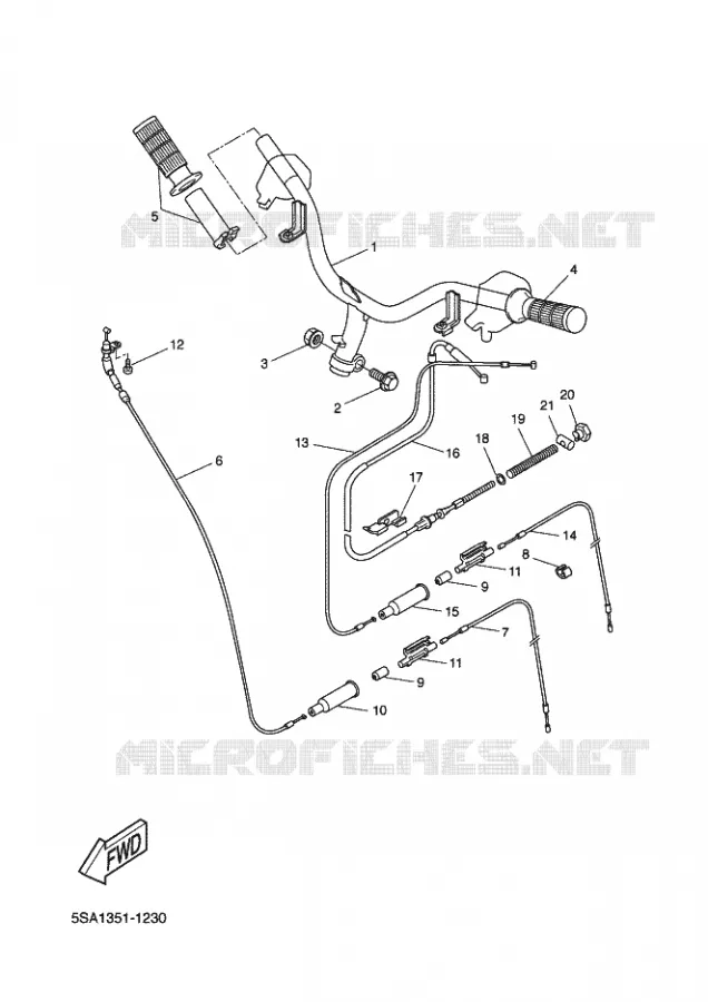 HANDLEBAR & CABLES Yamaha SCOOTER 50 2005 ROCKET  CW50RSP