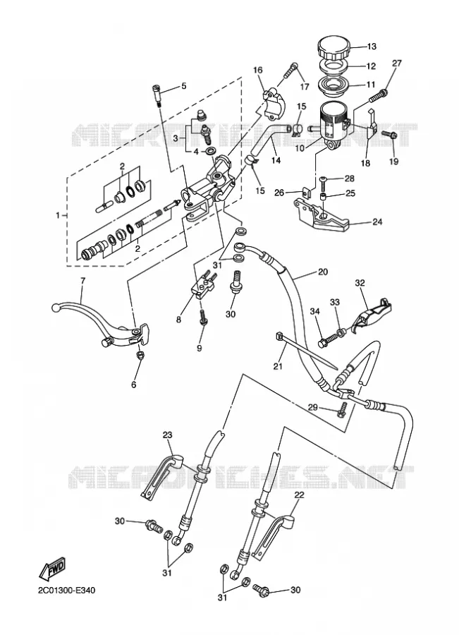 FRONT BRAKE MASTER CYLINDER Yamaha MOTO 600 2006 R6  YZF-R6