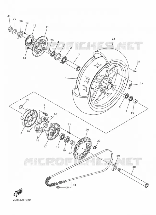 REAR WHEEL Yamaha MOTO 1000 2015 YZF-R1  YZF-R1R1