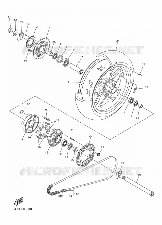 REAR WHEEL Yamaha MOTO 1000 2016 R1  YZF-R1
