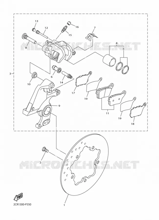 REAR BRAKE CALIPER Yamaha MOTO 1000 2016 R1  YZF-R1