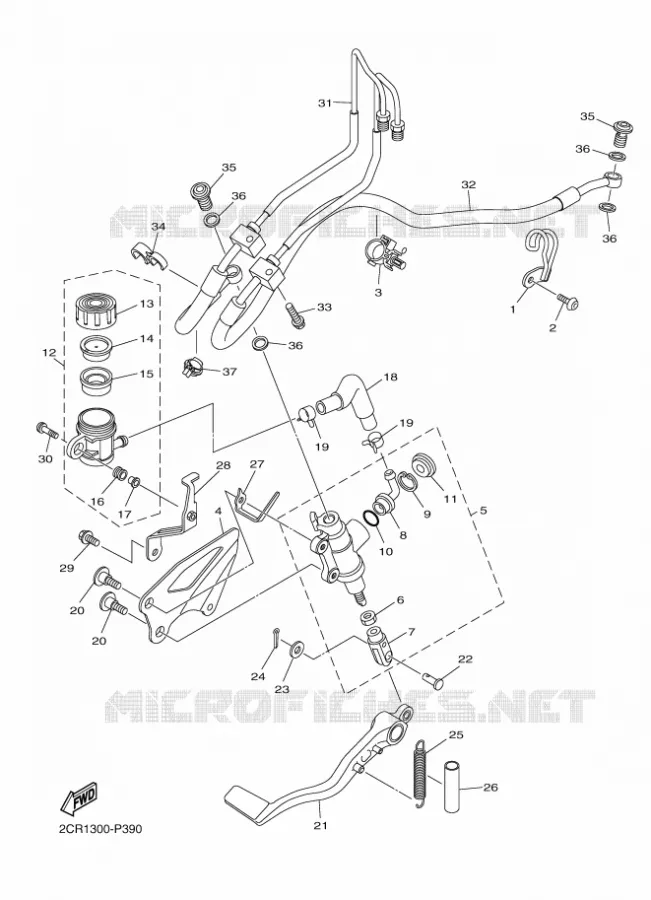 REAR BRAKE MASTER CYLINDER Yamaha MOTO 1000 2016 R1  YZF-R1