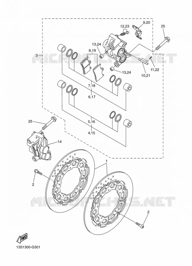 FRONT BRAKE CALIPER Yamaha MOTO 600 2016 R6  YZF-R6