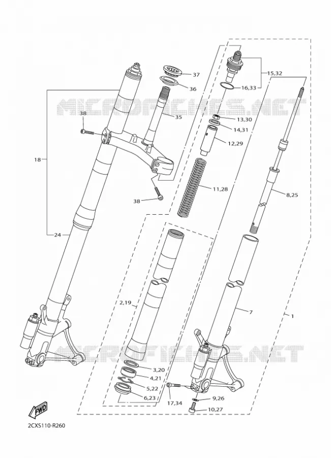 FRONT FORK Yamaha MOTO 600 2016 R6  YZF-R6