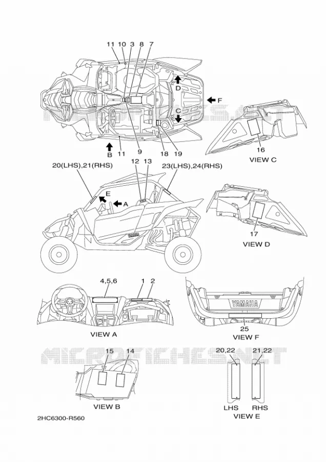 STICKER / LABEL 1 Yamaha SIDE BY SIDE 1000 2016 YXZ  YXZ1000R