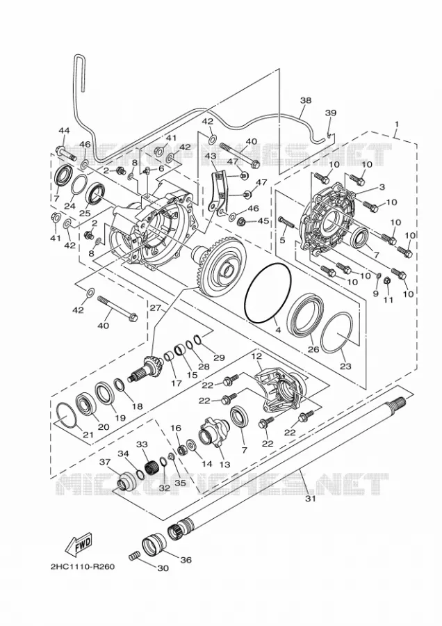 FINAL DRIVE SHAFT / GEAR COUPLING Yamaha SIDE BY SIDE 1000 2017 YXZ  YXZ1000R