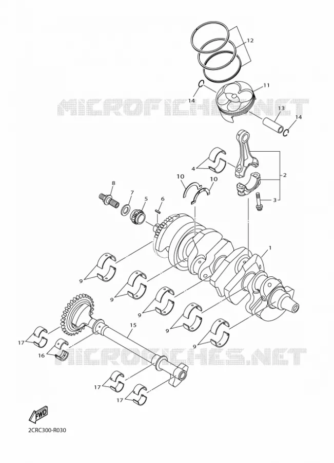 CRANKSHAFT / PISTON Yamaha MOTO 1000 2016 R1M  YZF-R1M