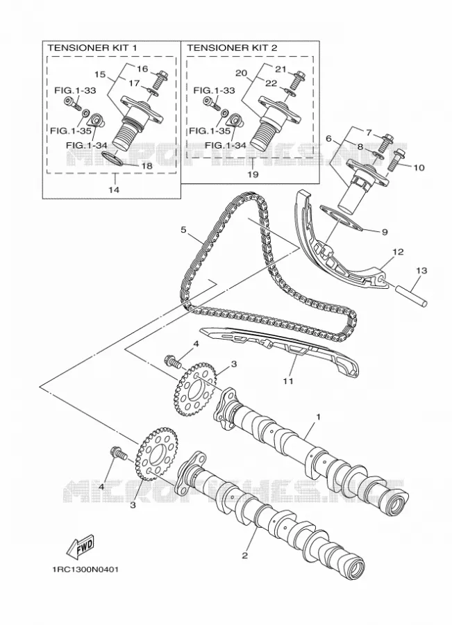 CAMSHAFT / TIMING CHAIN Yamaha MOTO 900 2016 MT  MT09TRA