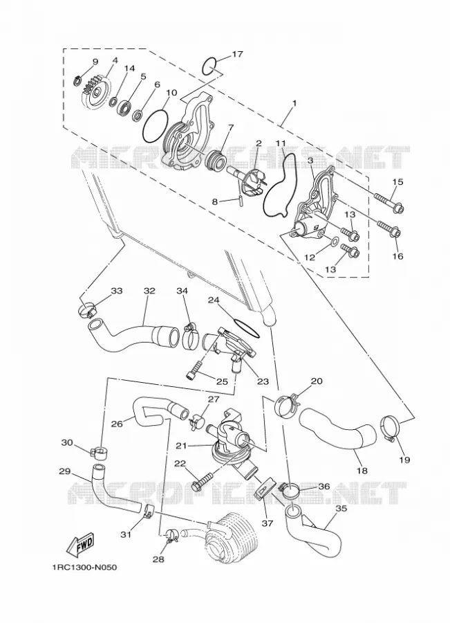 WATERPUMP / HOSES Yamaha MOTO 900 2016 MT  MT09TRA