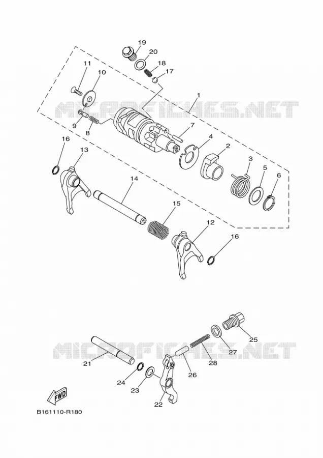 GEAR SHIFT SELECTOR DRUM / FORKS Yamaha QUAD 700 2017 KODIAK  YFM700FWBD