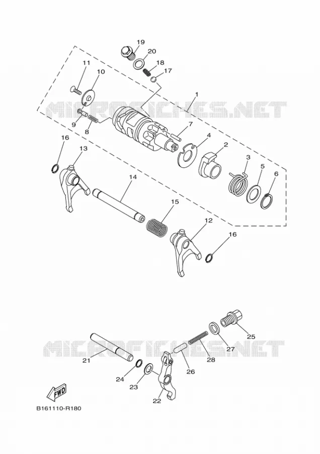 GEAR SHIFT SELECTOR DRUM / FORKS Yamaha QUAD 700 2017 KODIAK  YFM700FWBD