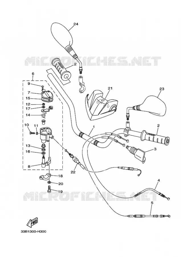 HANDLEBAR & CABLES Yamaha QUAD 250 2009 RAPTOR  YFM250R