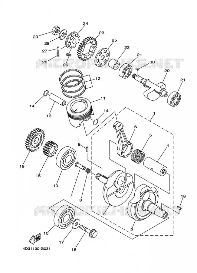 CRANKSHAFT / PISTON Yamaha QUAD 250 2011 RAPTOR  YFM250R