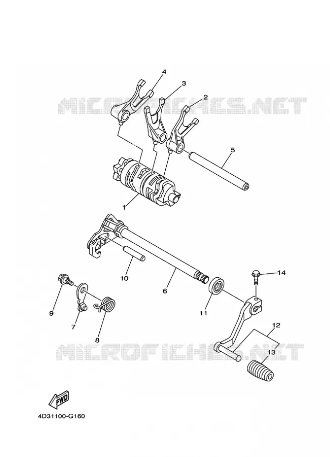 GEAR SHIFT SELECTOR DRUM / FORKS Yamaha QUAD 250 2011 RAPTOR  YFM250R