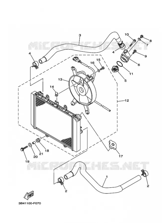 RADIATOR / HOSES Yamaha QUAD 700 2008 GRIZZLY 700  EPS  YFM700FWAD