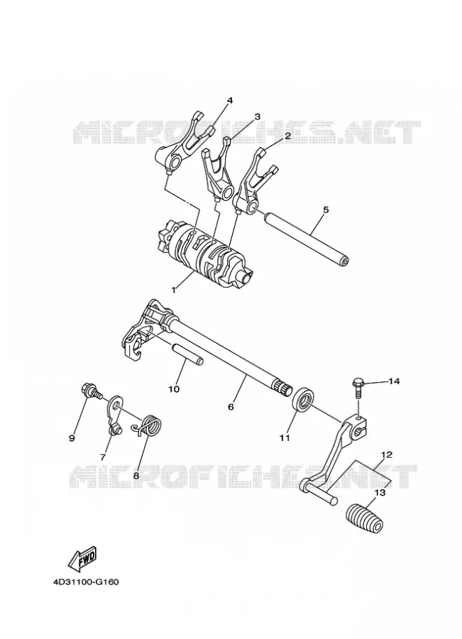 GEAR SHIFT SELECTOR DRUM / FORKS Yamaha QUAD 250 2008 RAPTOR  YFM250R