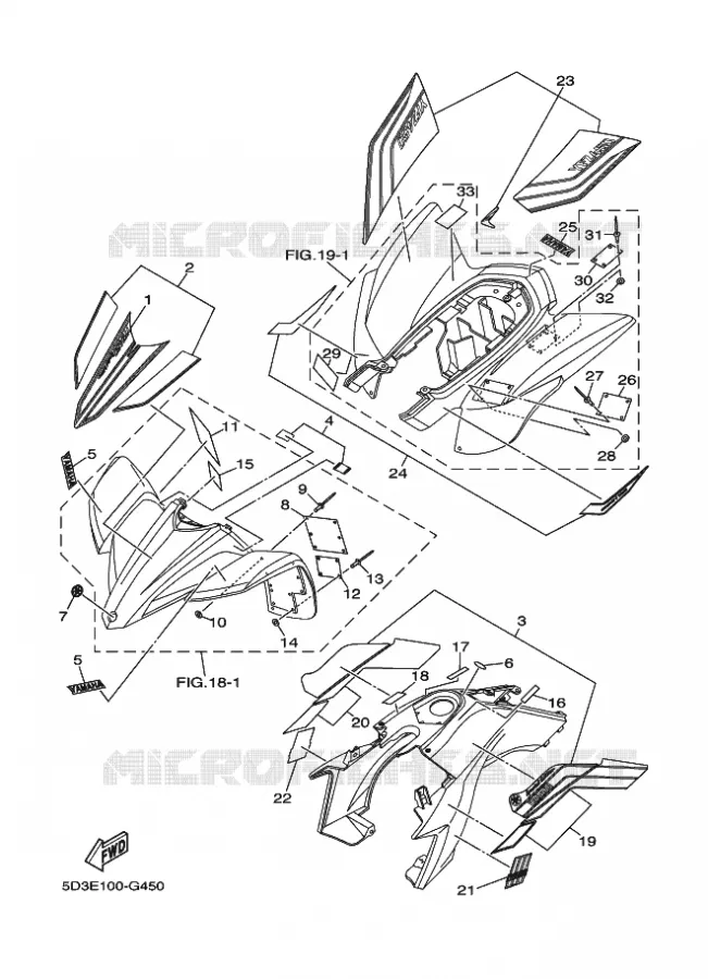 STICKER / LABEL 2 Yamaha QUAD 450 2008 YFZ  YFZ450