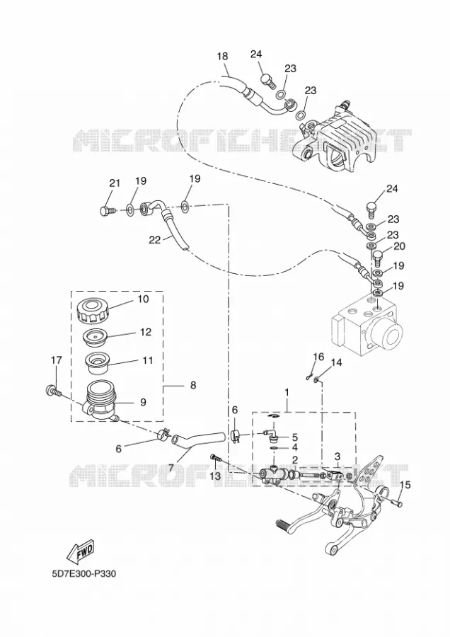 REAR BRAKE MASTER CYLINDER Yamaha MOTO 125 2015 YZF-R125 ABS  YZF-R125A