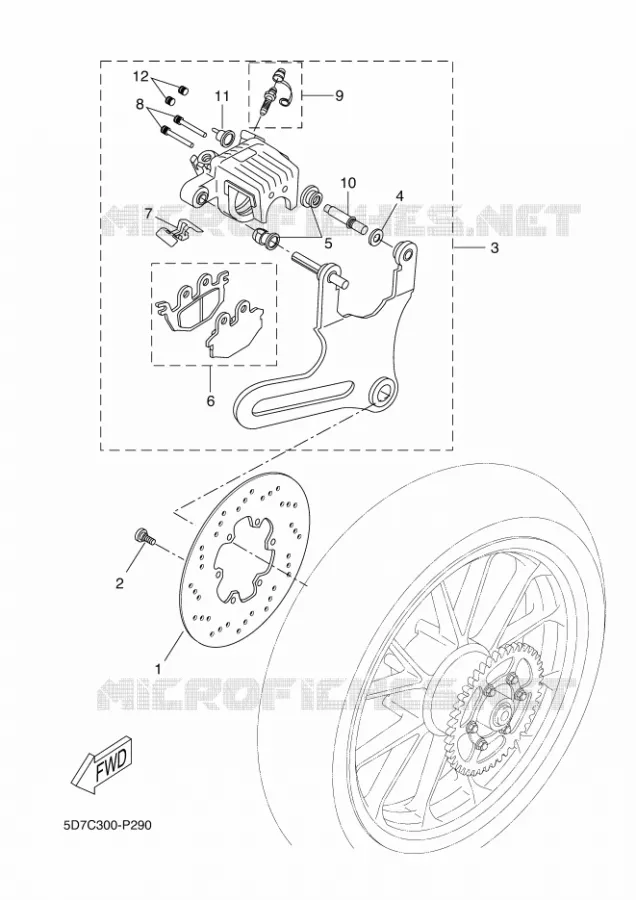 REAR BRAKE CALIPER Yamaha MOTO 125 2016 R125  YZF-R125