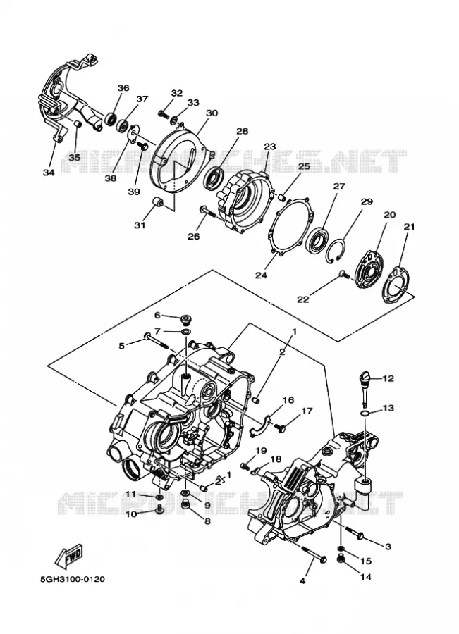 CRANKCASE Yamaha QUAD 400 2000 KODIAK  YFM400FWA