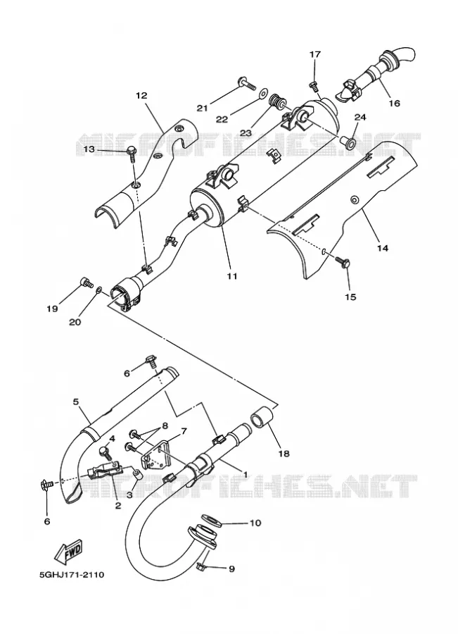 EXHAUST Yamaha QUAD 400 2002 KODIAK  YFM400FWA