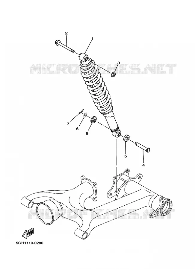 REAR SHOCK ABSORBER Yamaha QUAD 400 2002 KODIAK  YFM400FWA