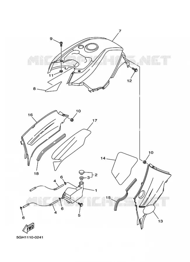 SIDE COVER Yamaha QUAD 400 2002 KODIAK  YFM400FWA