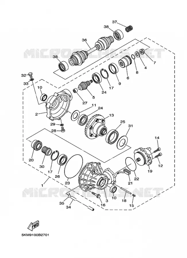 FRONT DIFFERENTIAL Yamaha QUAD 660 2003 GRIZZLY  YFM660FWA